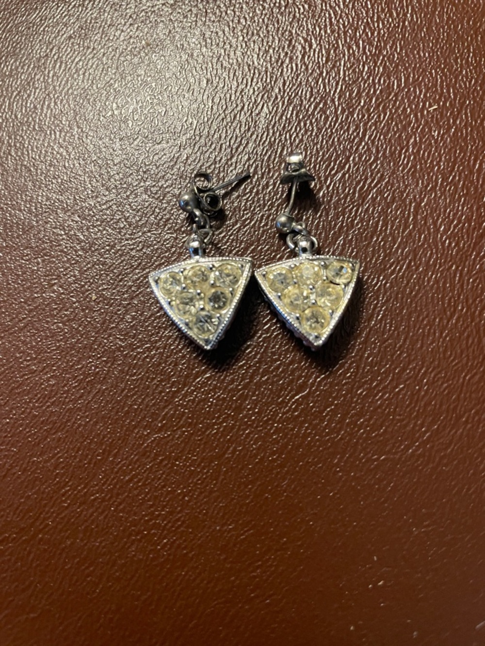 VTG Geometric Triangle Reversible Rhinestone Stud earrings